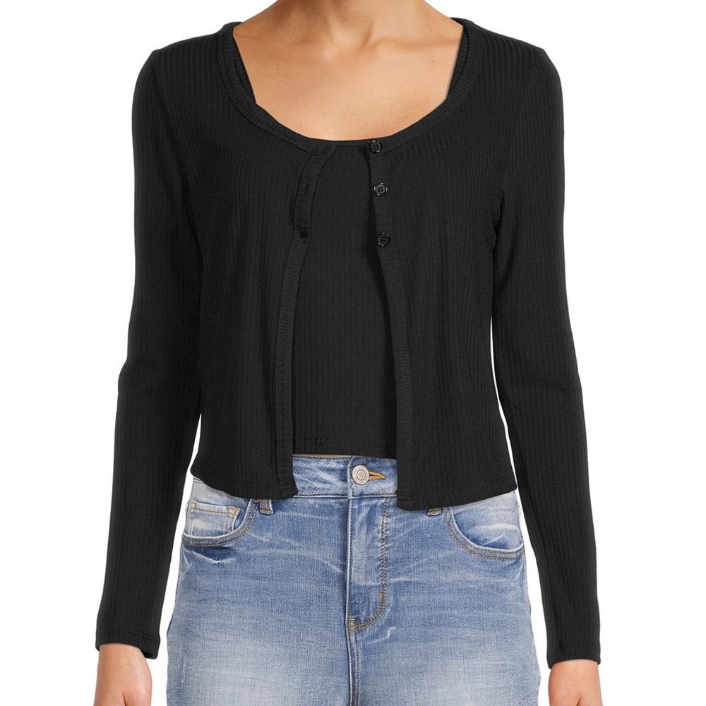 JUNIOR Button Front Cardigan & Cami Twin Set